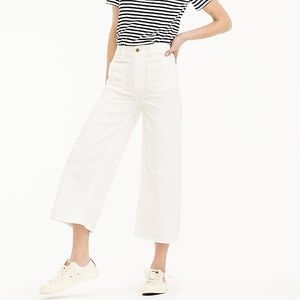J Crew Point Sur High Rise Wide leg cropped chino pant size 27 white